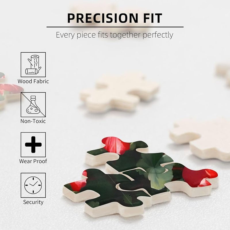 لغز بازل فايا الأحمر من نبات الجيرانيوم 1000 قطعة للكبار، هدية ديكور للمنزل مقاس 29.5 × 19.7 بوصة - Image 4